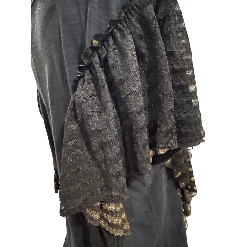 Pilcro Anthropologie Solstice Butterfly Graphic Tee Ruffle Lace Sleeve Black M - Picture 3 of 7